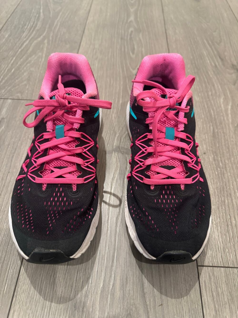 Nike Zoom Winflo 3 Women’s Size 8 Black Pink Teal Running Shoes Sneakers